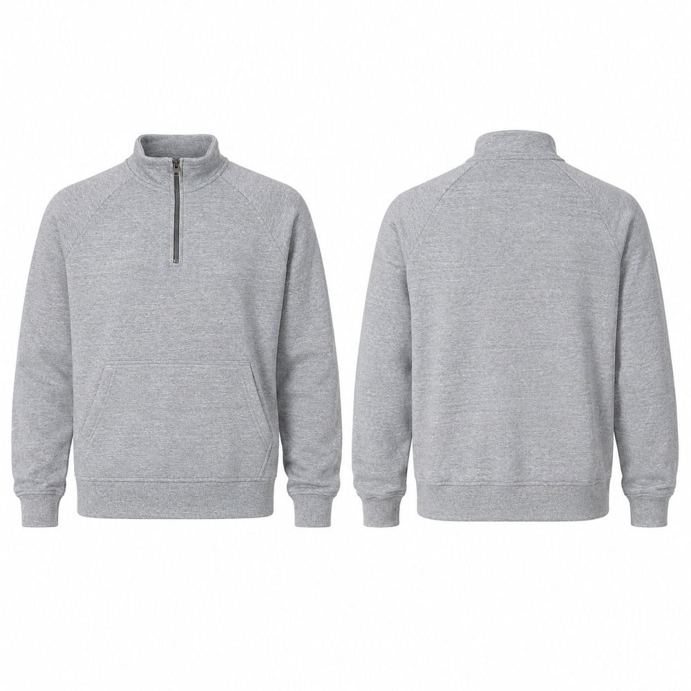 Flint and Tinder Mens Quarter Zip Sweatshirt Heather Gray USA Made Pullover M